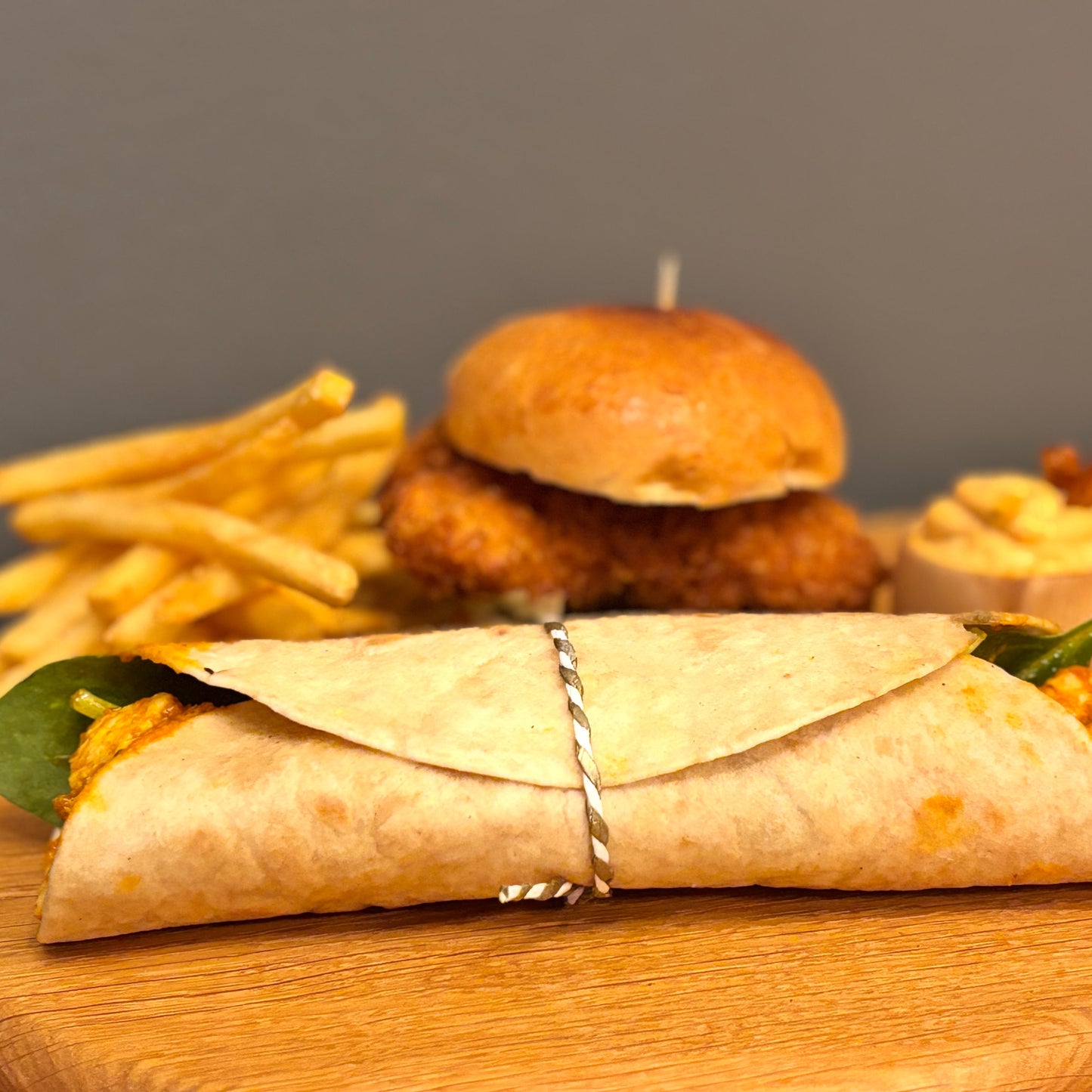 The Full Set (Butter Chicken wrap : Crispy Chicken slider : Fries : Dip)